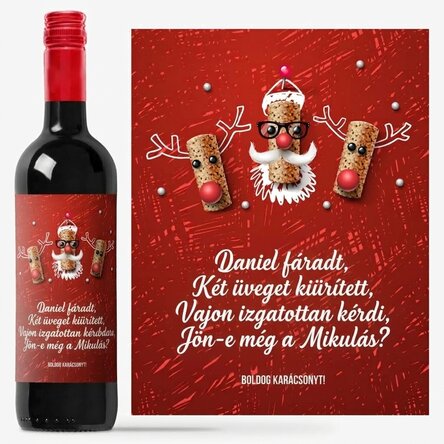 Személyre szabott bor vicces karácsonyi üzenettel