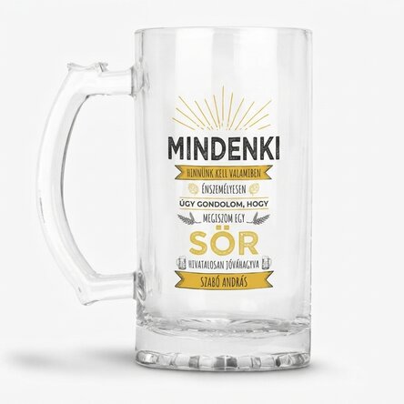 Személyre szabott söröskorsó szöveggel – Azt hiszem, iszom még egy sört