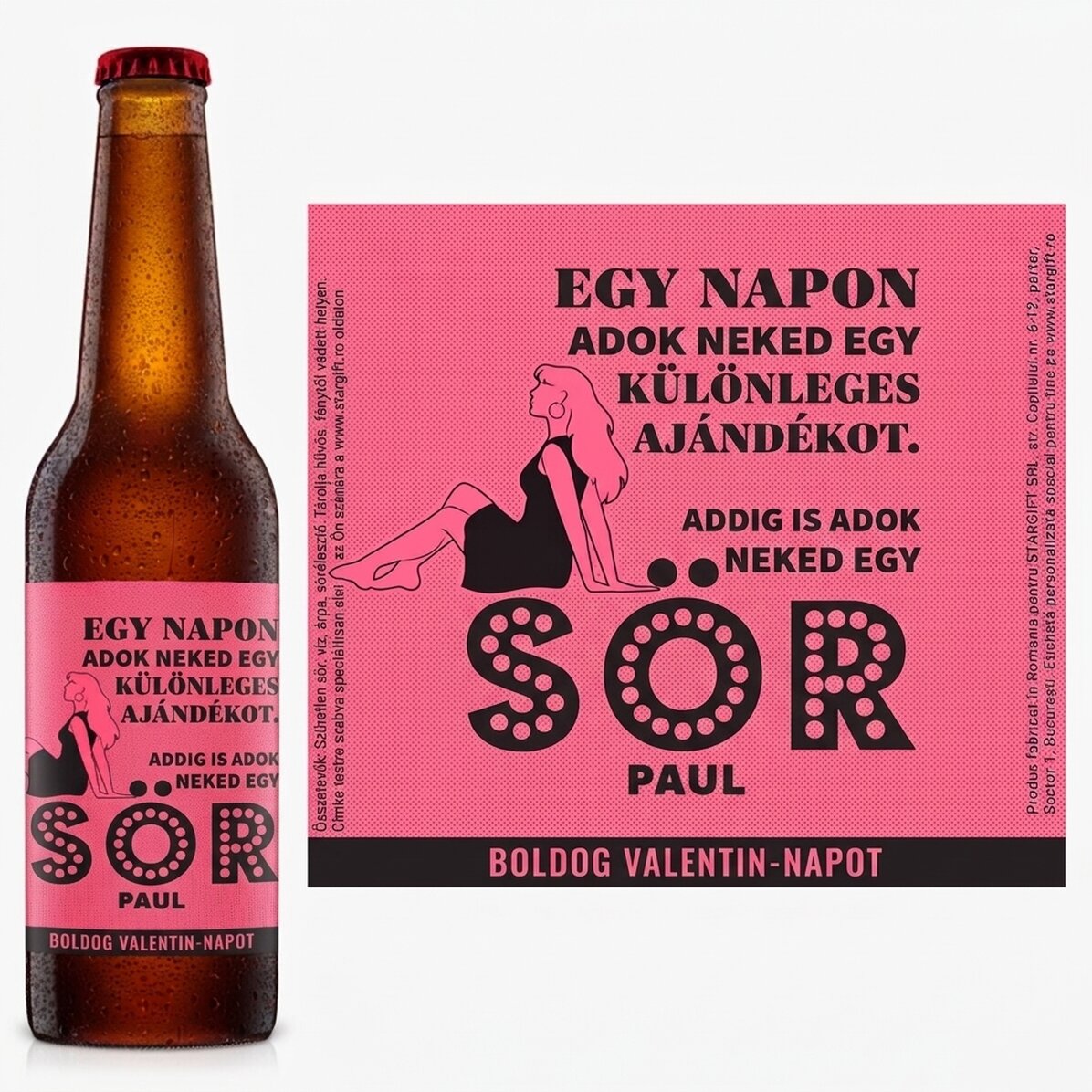 Személyre szabott sör retro felirattal – Valentin-napi sör