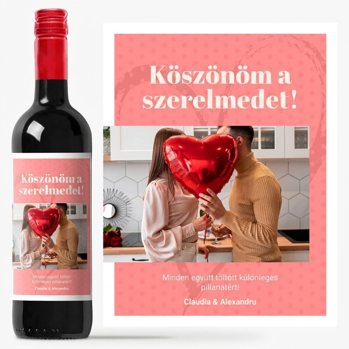 Személyre szabott bor fotóval és szöveggel – Köszönjük a szeretetedet!