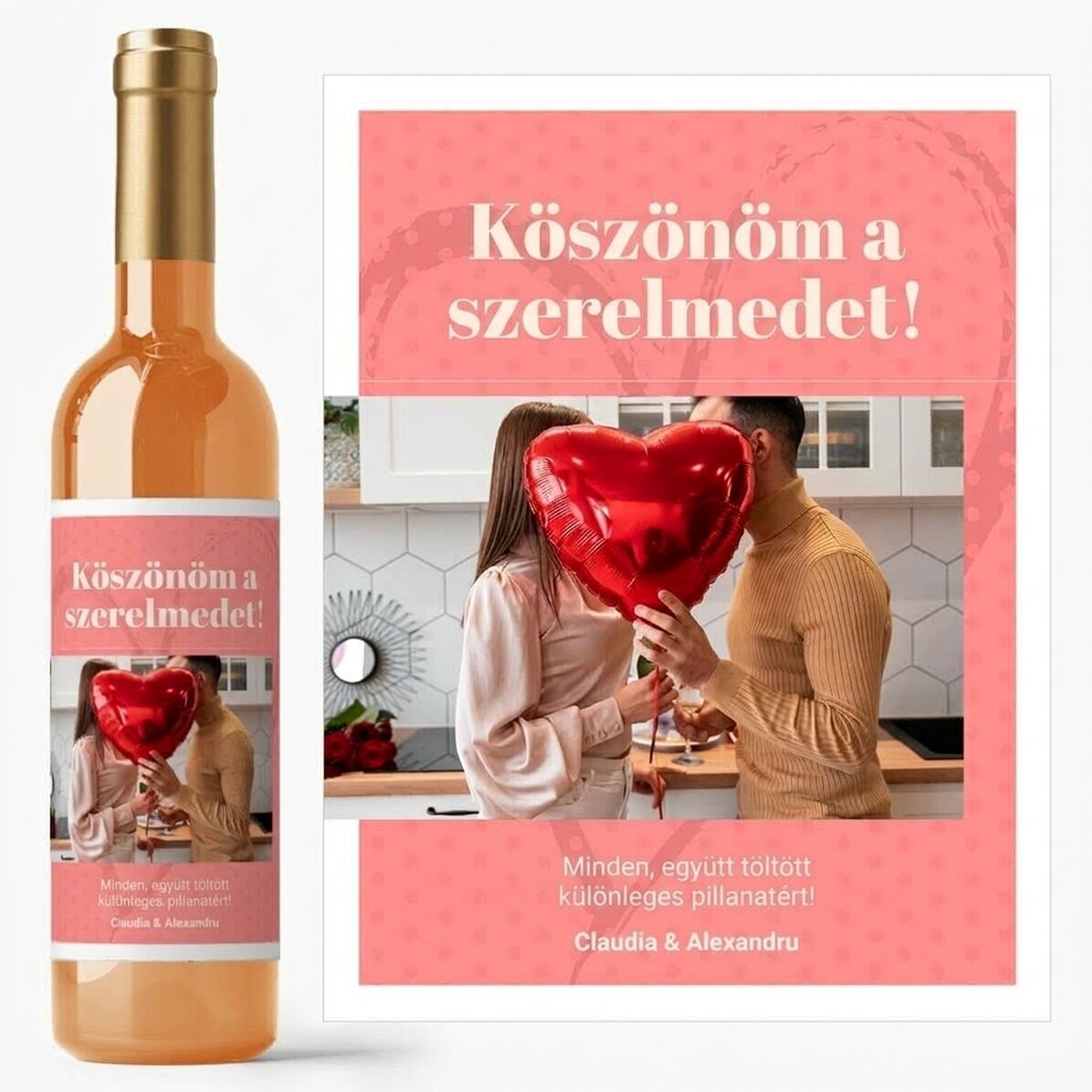 Személyre szabott bor fotóval és szöveggel – Köszönjük a szeretetedet!