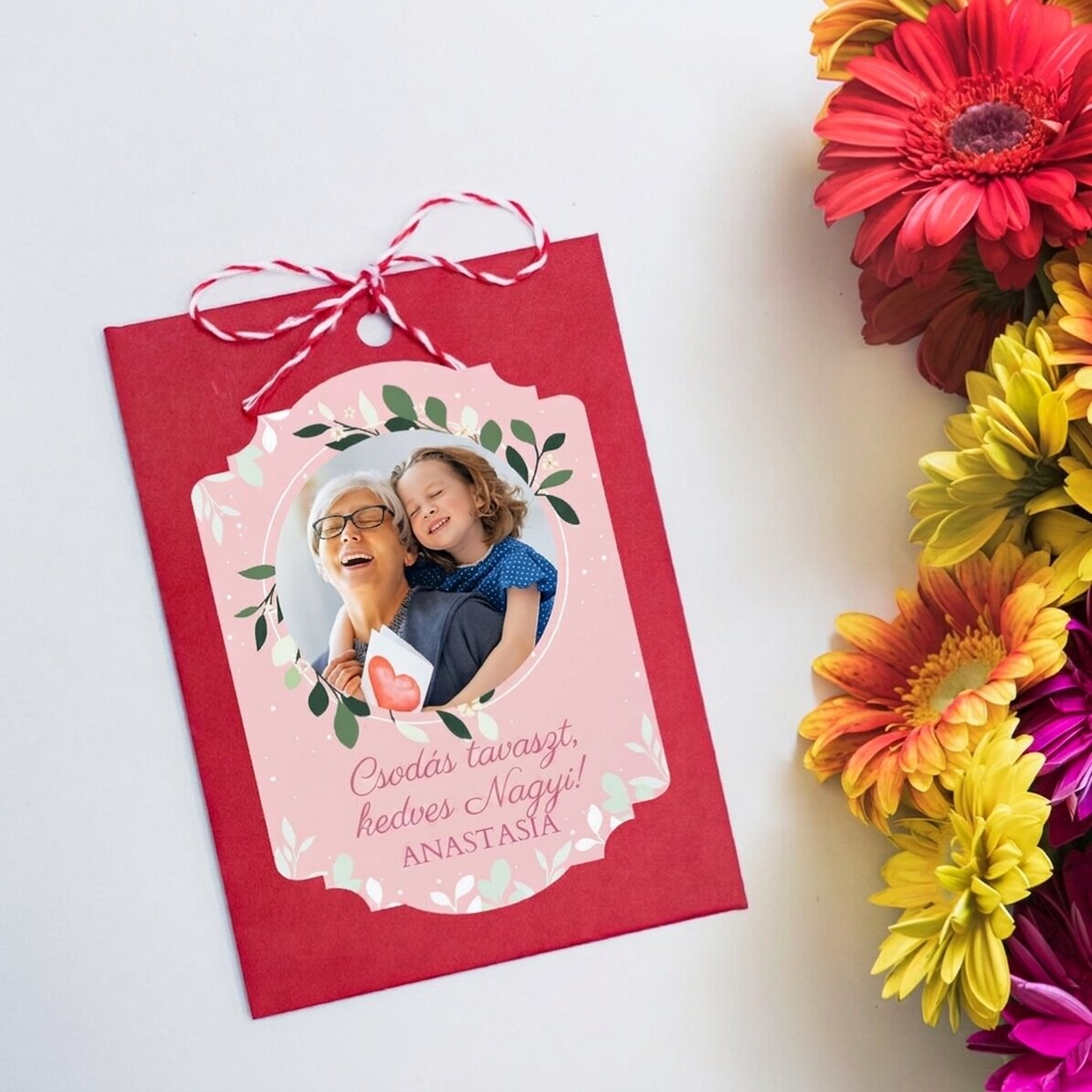 Személyre szabott, elültethető Martisor fotóval és üzenettel a nagymamának