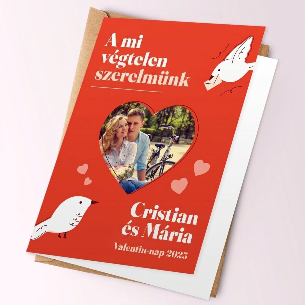 Személyre szabott kártya fotóval és üzenettel - Végtelen szerelmünk