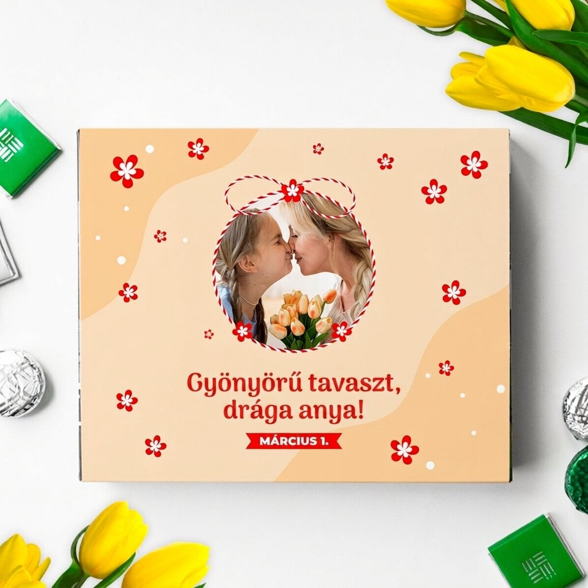 Személyre szabott csokoládédoboz fotóval és üzenettel