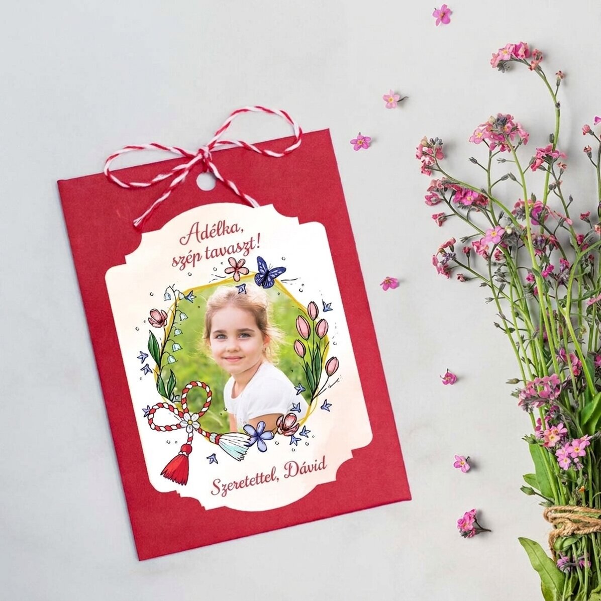 Személyre szabott, elültethető Martisor fotóval és üzenettel - Floricele