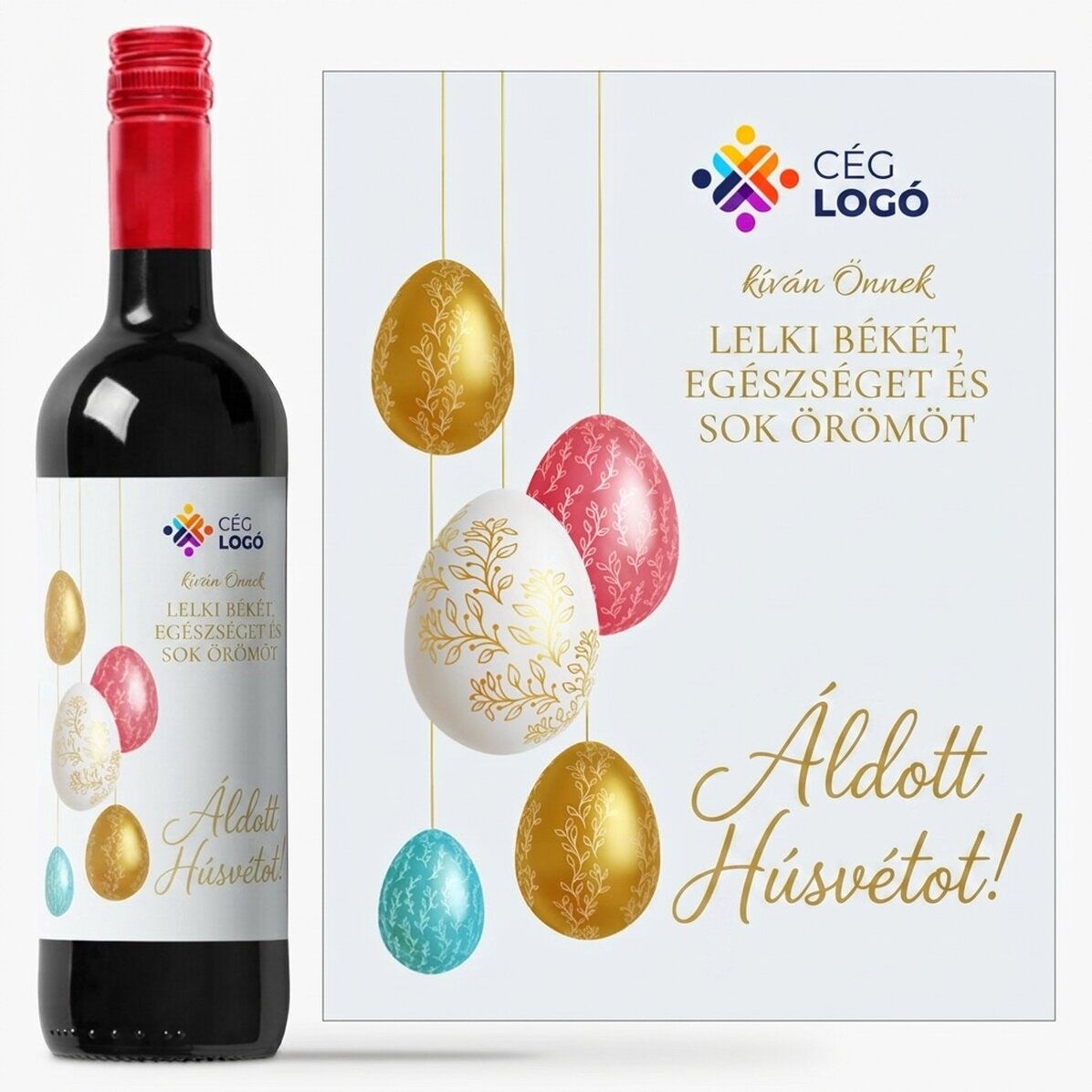 Személyre szabott bor logóval és üzenettel – Boldog húsvétot!
