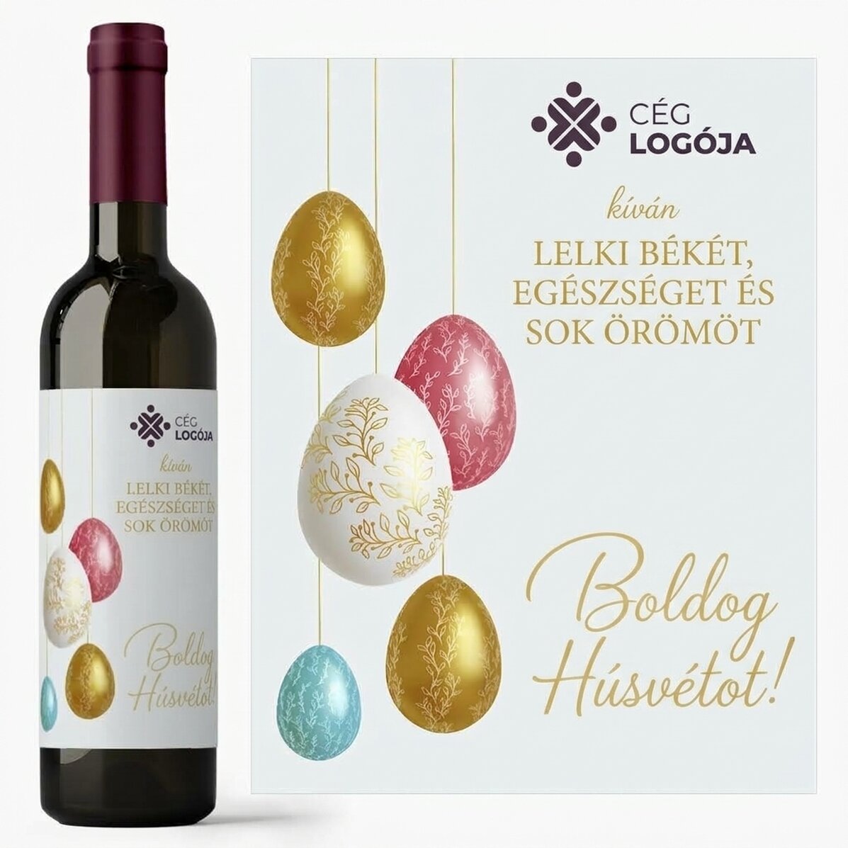 Személyre szabott bor logóval és üzenettel – Boldog húsvétot!