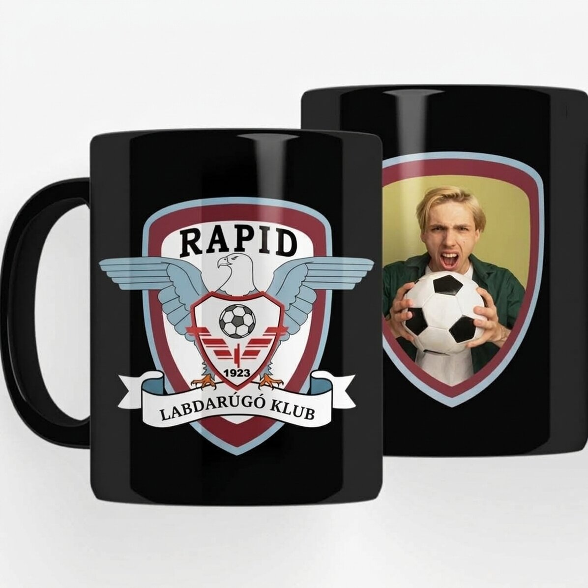 FC Rapid fekete bögre, fotóval személyre szabva