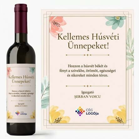 Személyre szabott bor üzenettel és logóval – Boldog húsvétot!