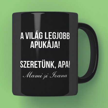 Személyre szabott fekete bögre szöveggel