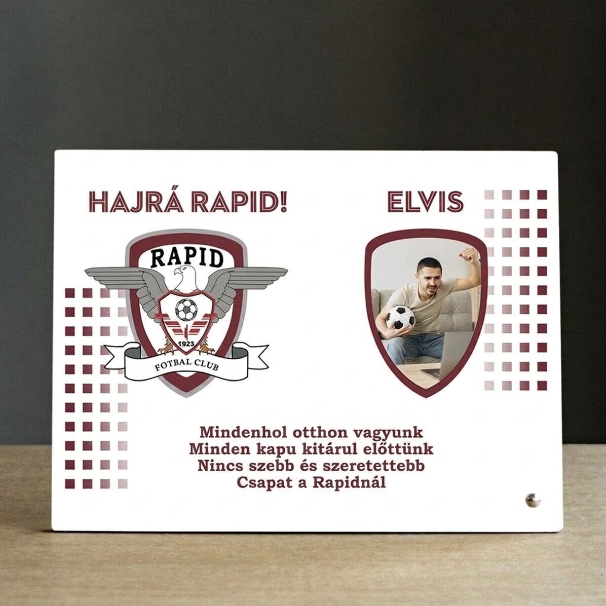 FC Rapid asztali képkeret, személyre szabott fotóval és szöveggel - Rapid himnusz