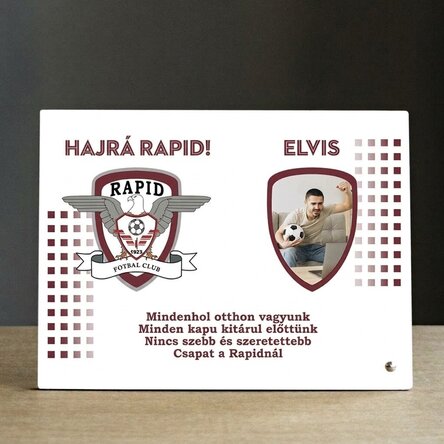 FC Rapid asztali képkeret, személyre szabott fotóval és szöveggel - Rapid himnusz