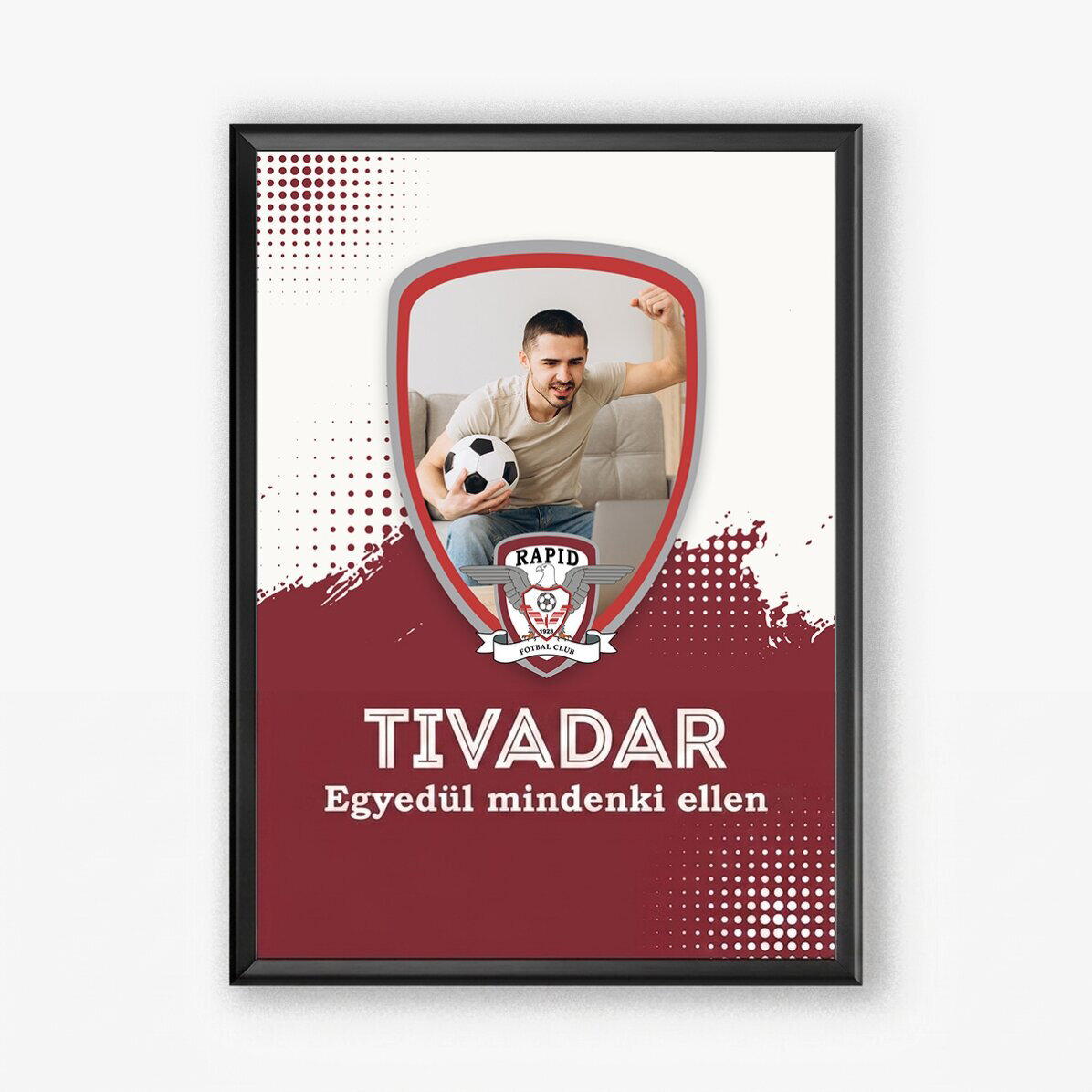 Személyre szabott FC Rapid festmény fotóval és üzenettel