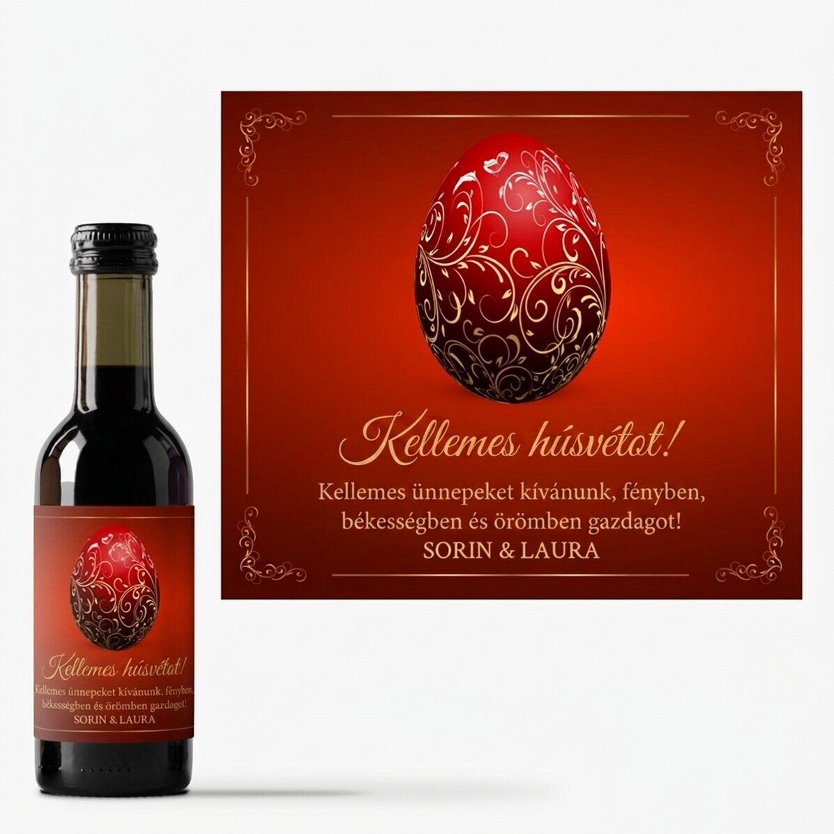 Mini borosüveg, szöveggel személyre szabva – Boldog húsvétot!