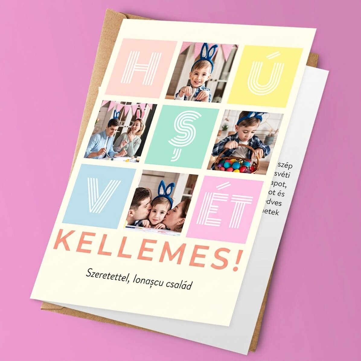 Személyre szabott kártya 4 fotóval és üzenettel – Boldog húsvétot!