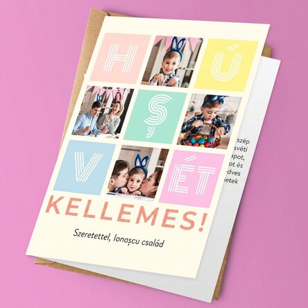 Személyre szabott kártya 4 fotóval és üzenettel – Boldog húsvétot!
