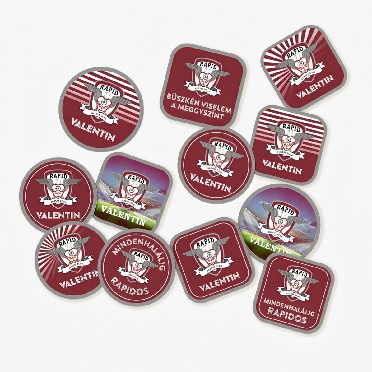 12 darabos matricakészlet (önragasztó címkék) FC Rapid, személyre szabott szöveggel