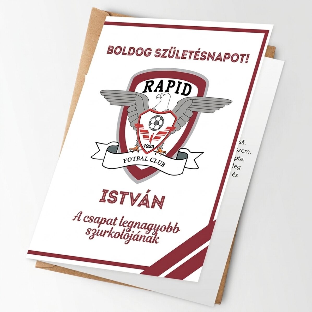 Személyre szabott FC Rapid üdvözlőkártya üzenettel