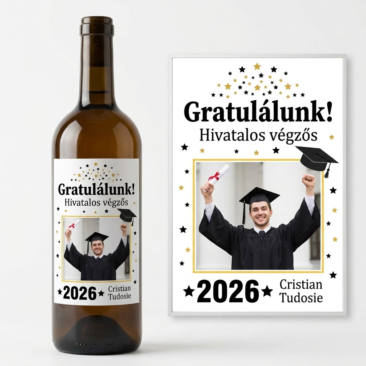 Személyre szabott bor fotóval és szöveggel – Hivatalos diplomás