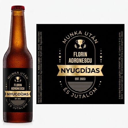 Személyre szabott sör szöveggel - Nyugdíjazás