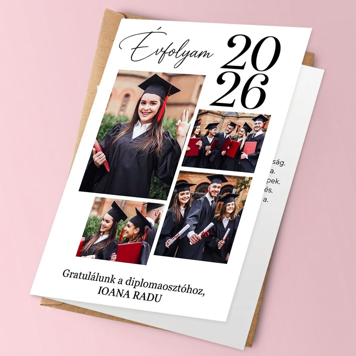 Személyre szabott kártya 4 fotóval és üzenettel – Érettségi