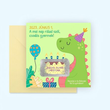 Személyre szabott kaparós sorsjegy üzenettel gyerekeknek - Dino