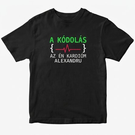 Egyedi pamut póló szöveggel - A programozás az én kardióm