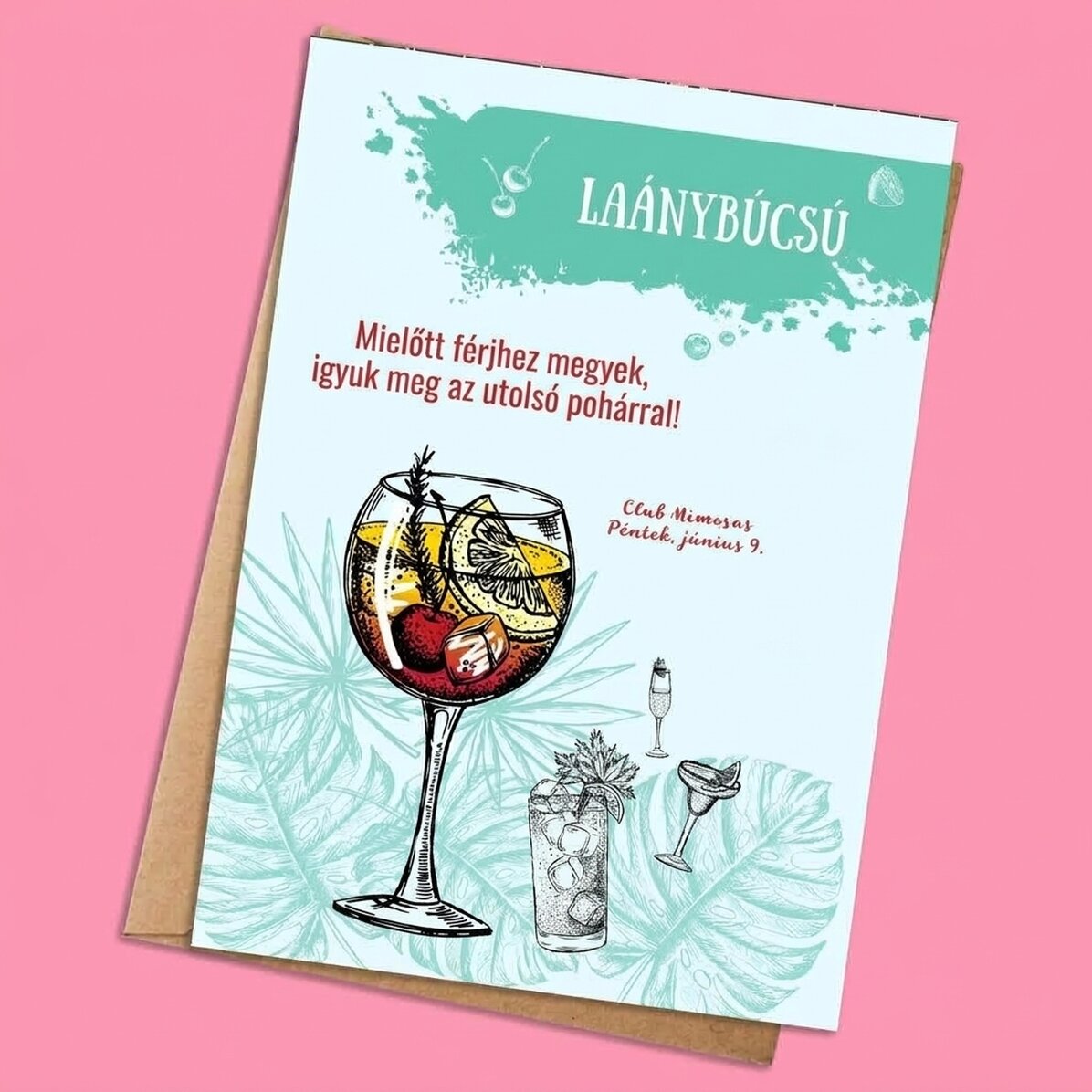 Személyre szabott kártya szöveggel - Lánybúcsú