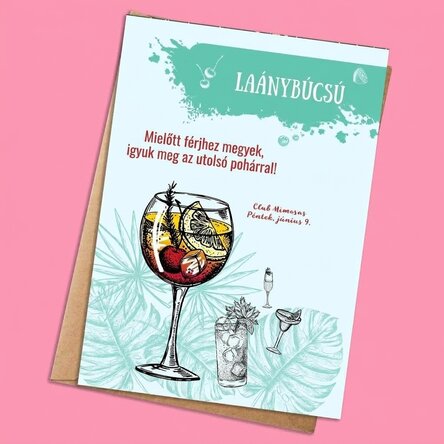 Személyre szabott kártya szöveggel - Lánybúcsú