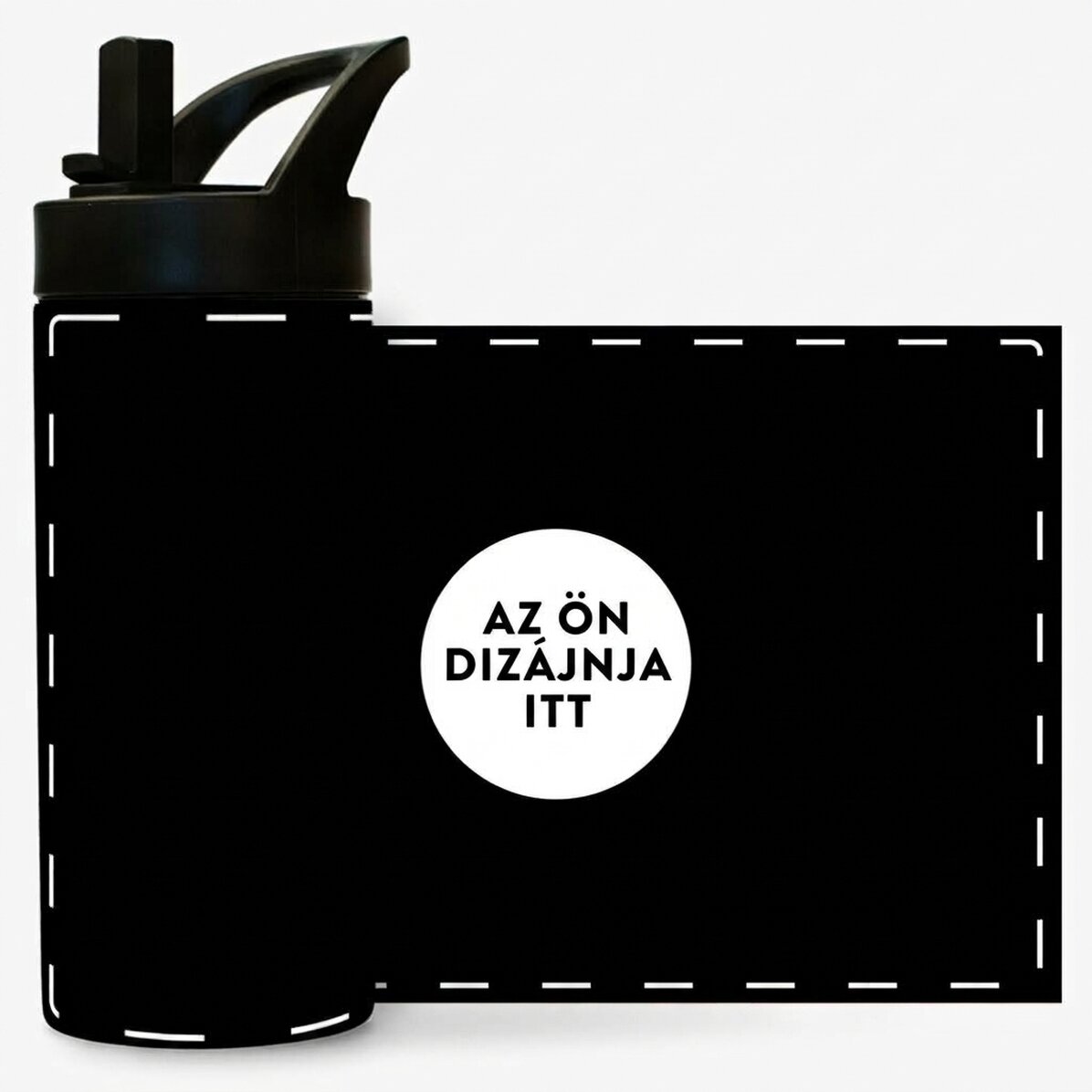 Fogantyúval és szalmával ellátott termosz, személyre szabott grafikával