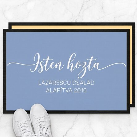 Személyre szabott bejárati szőnyeg szöveggel - Üdvözöljük