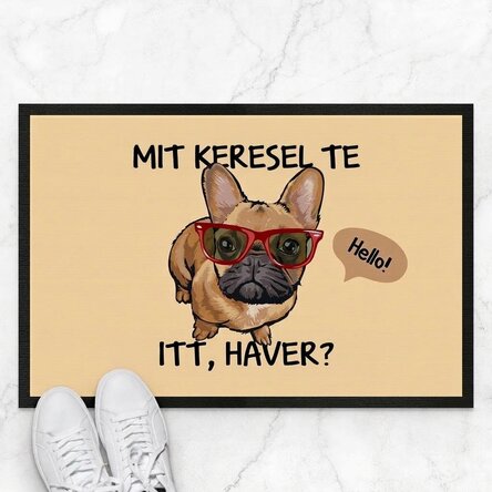 Személyre szabott bejárati szőnyeg szöveggel - Vicces kutya