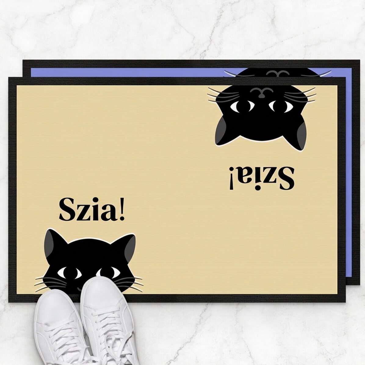 Személyre szabott bejárati szőnyeg szöveggel - Macskák
