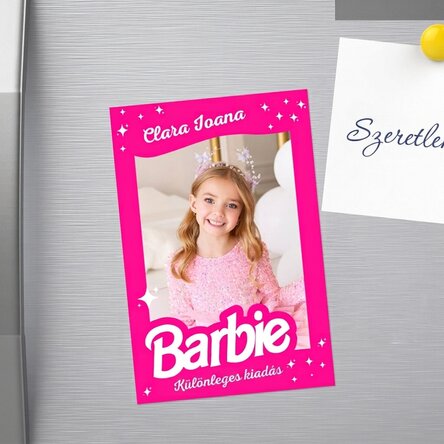 10x15 cm-es mágnes, személyre szabott fotóval és szöveggel - Barbie