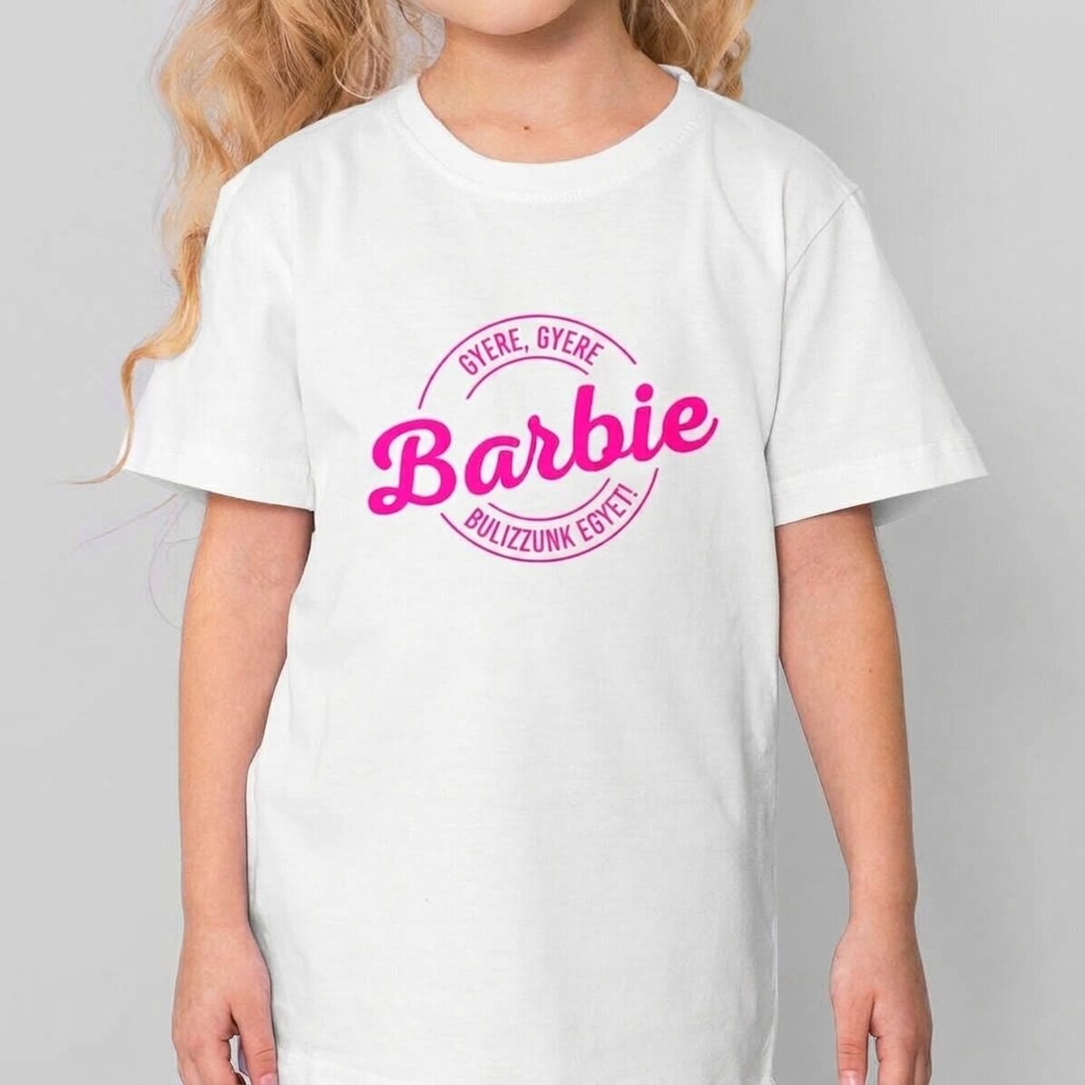 Személyre szabott pamut póló gyerekeknek szöveggel - Barbie