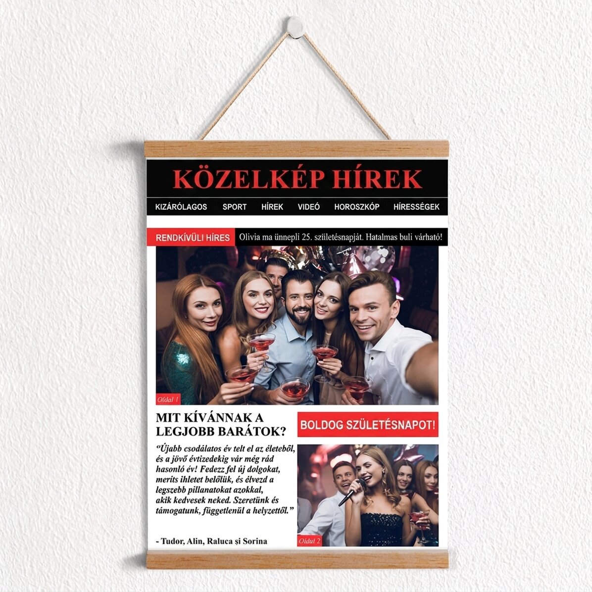 Személyre szabott poszter akasztókkal, fotókkal és szöveggel - Breaking News