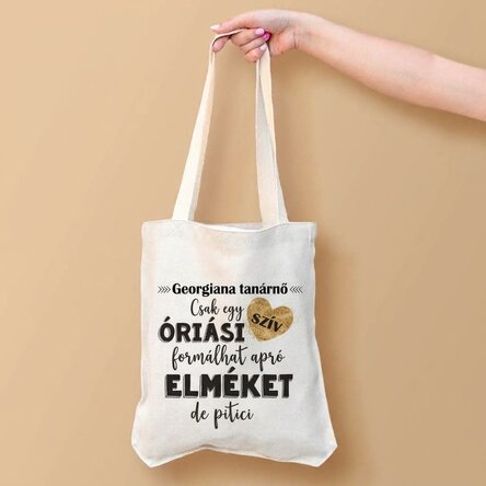 Személyre szabott táska szöveggel - Tanári szív