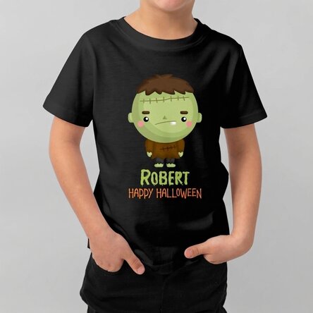 Személyre szabott, felirattal ellátott pamut póló gyerekeknek – Halloween-figurák