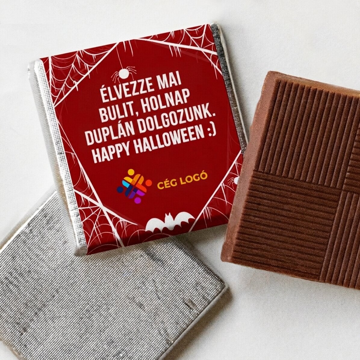 Mini csokoládé, logóval és üzenettel személyre szabva – Halloween