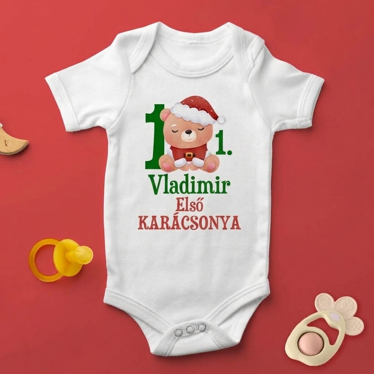 Személyre szabott babaruha szöveggel - Első karácsony