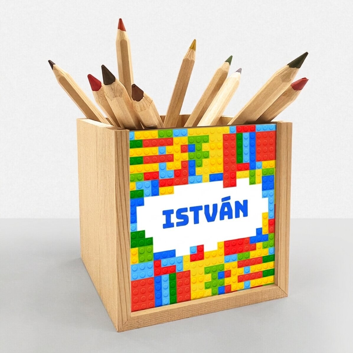 Személyre szabott ceruzatartó névvel - Lego