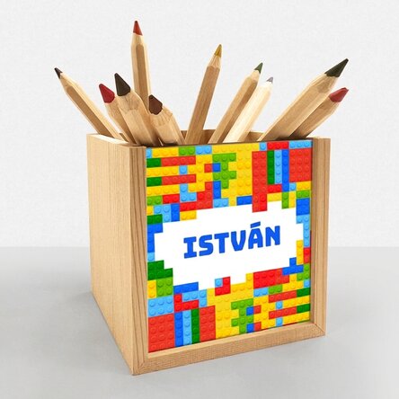 Személyre szabott ceruzatartó névvel - Lego