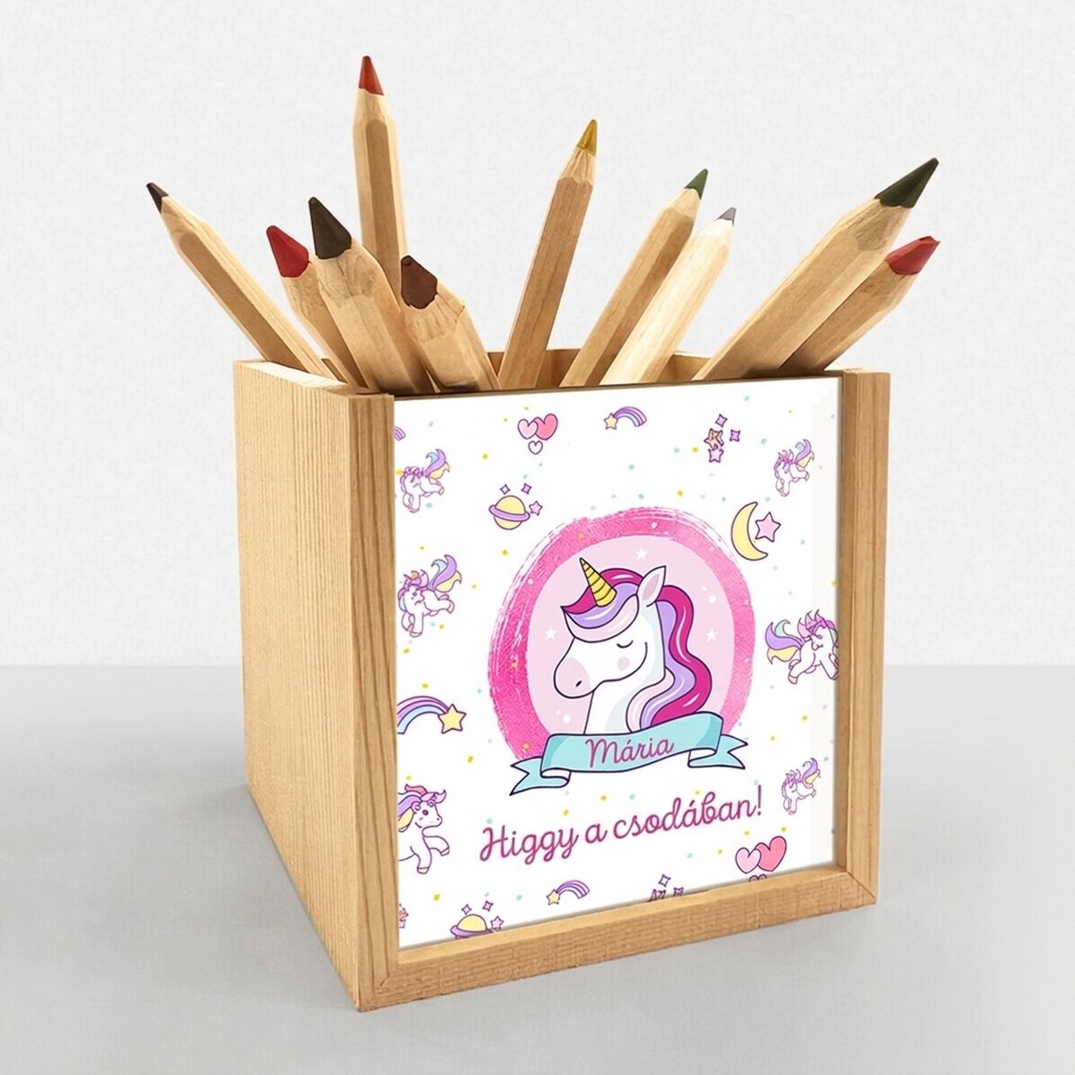 Személyre szabott ceruzatartó névvel - Unicorn