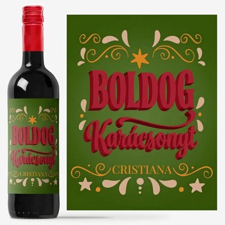Személyre szabott bor üzenettel - Boldog karácsonyt!
