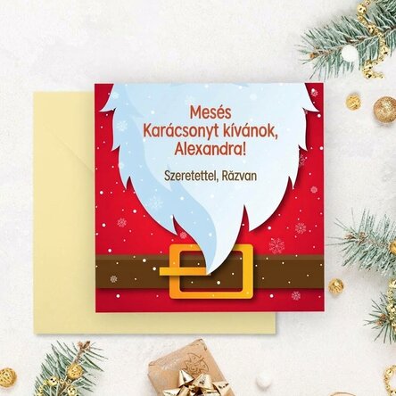 Személyre szabott négyzet alakú kártya üzenettel – Mikulás