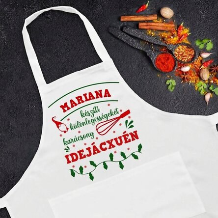 Személyre szabott kötény szöveggel - Karácsony a konyhában
