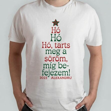 Egyedi pamut póló szöveggel - Ho Ho Hold my beer (Ho Ho, tartsd a sörömet)