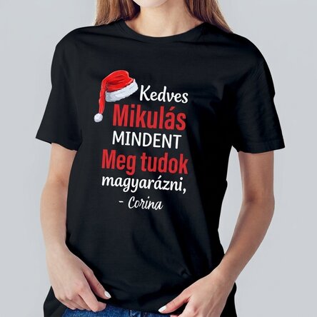 Egyedi pamut póló szöveggel - Kedves Mikulás!