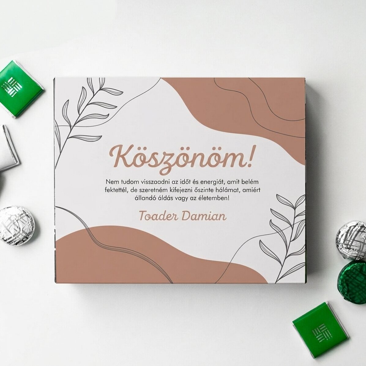Személyre szabott csokoládédoboz köszönő üzenettel - Levelek