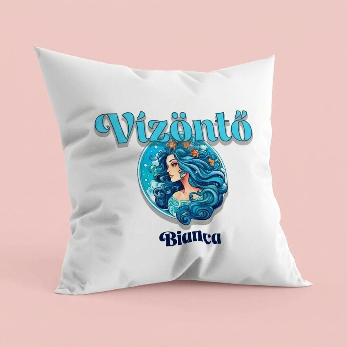 Személyre szabott párna névvel és állatöv jelével - Vízöntő